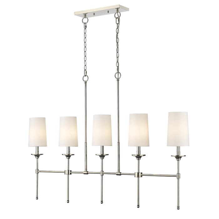 Z-Lite Emily 5-Light Linear Pendant Light In Polished Nickel Z-Lite Emily 5-Light Linear Pendant Light In Polished Nickel