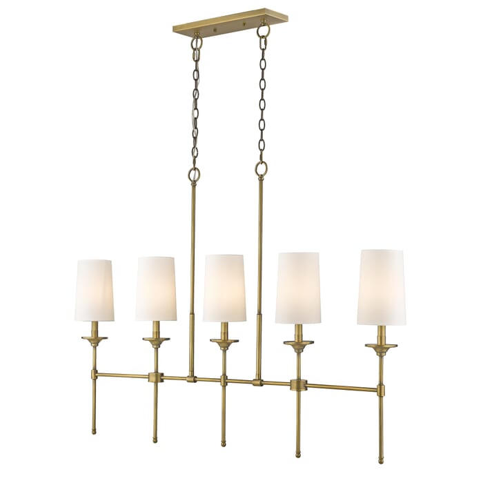 Z-Lite Emily 5-Light Linear Pendant Light In Rubbed Brass Z-Lite Emily 5-Light Linear Pendant Light In Rubbed Brass