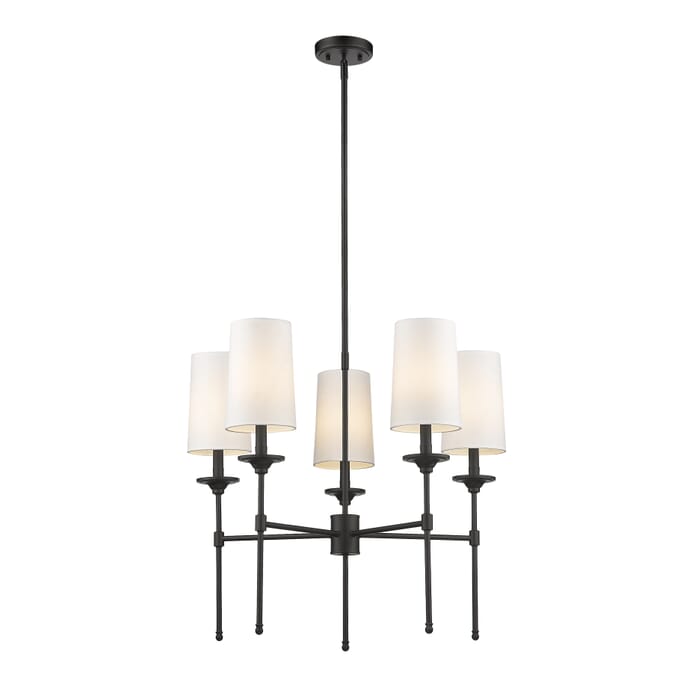 Z-Lite Emily 5-Light Chandelier In Matte Black Z-Lite Emily 5-Light Chandelier In Matte Black