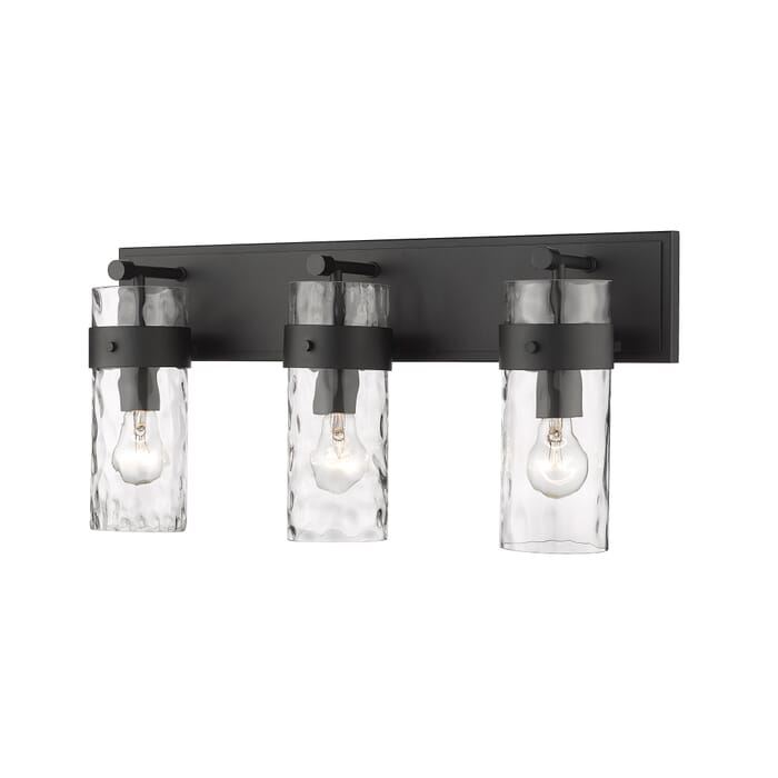 Z-Lite Fontaine 3-Light Bathroom Vanity Light In Matte Black Z-Lite Fontaine 3-Light Bathroom Vanity Light In Matte Black