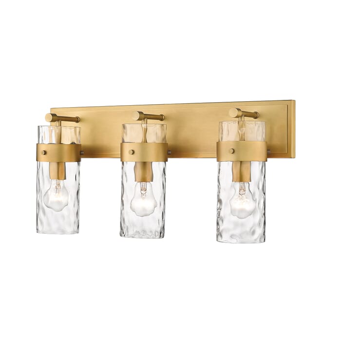 Z-Lite Fontaine 3-Light Bathroom Vanity Light In Rubbed Brass Z-Lite Fontaine 3-Light Bathroom Vanity Light In Rubbed Brass