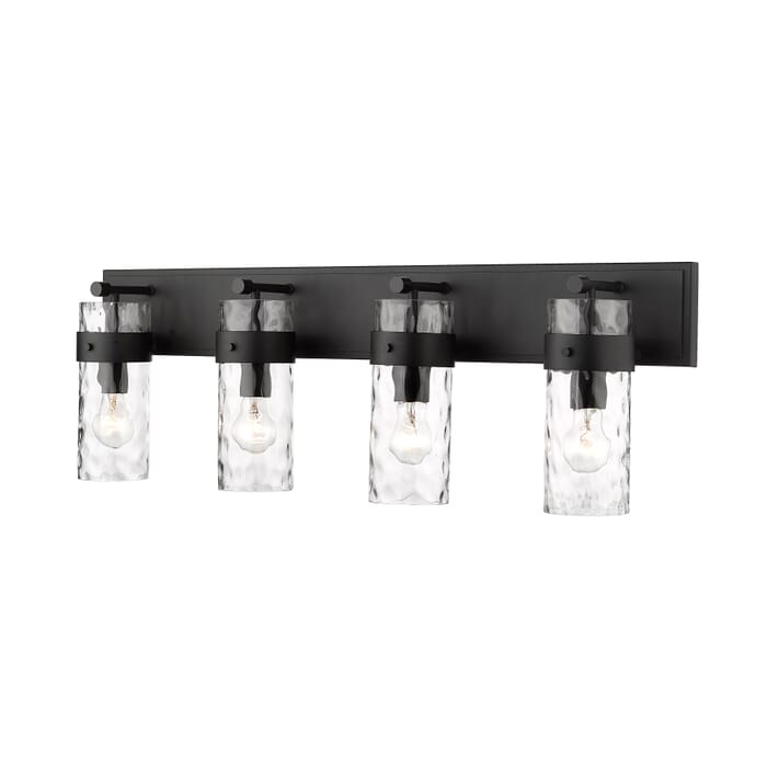 Z-Lite Fontaine 4-Light Bathroom Vanity Light In Matte Black Z-Lite Fontaine 4-Light Bathroom Vanity Light In Matte Black