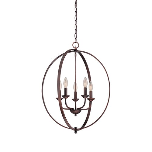 3000 Series 5-Light Pendant in Rubbed Bronze