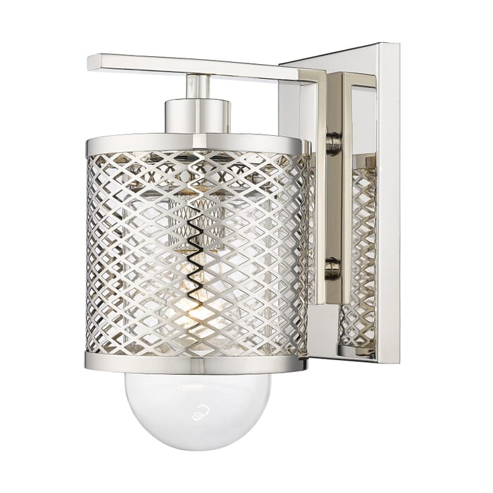 Z-Lite Kipton 1-Light Wall Sconce In Polished Nickel Z-Lite Kipton 1-Light Wall Sconce In Polished Nickel