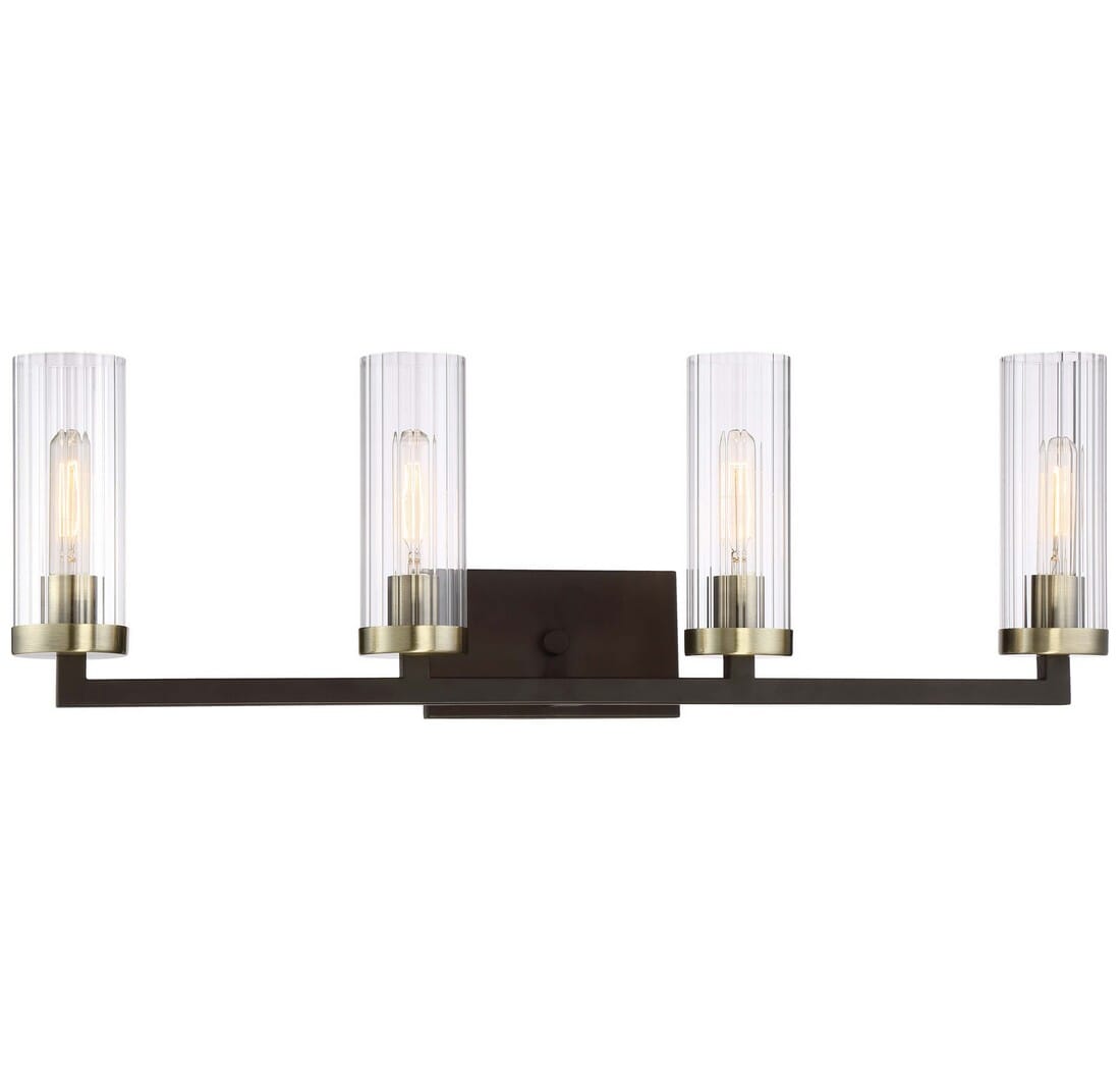 Ainsley Court 4-Light 33" Bathroom Vanity Light in Aged Kinston Bronze with Brushed