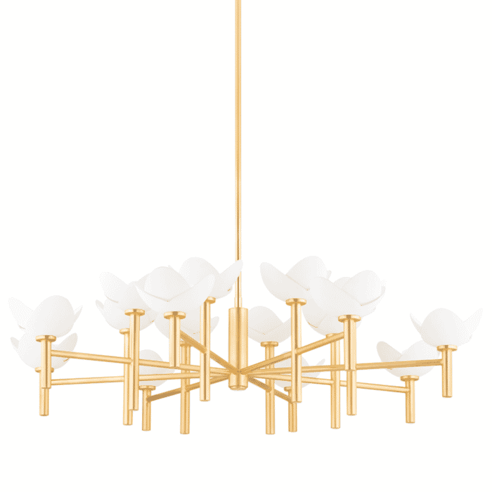 Hudson Valley Dawson 18-Light Traditional Chandelier in Gold Leaf and White Plaster Hudson Valley Dawson 18-Light Traditional Chandelier in Gold Leaf and White Plaster