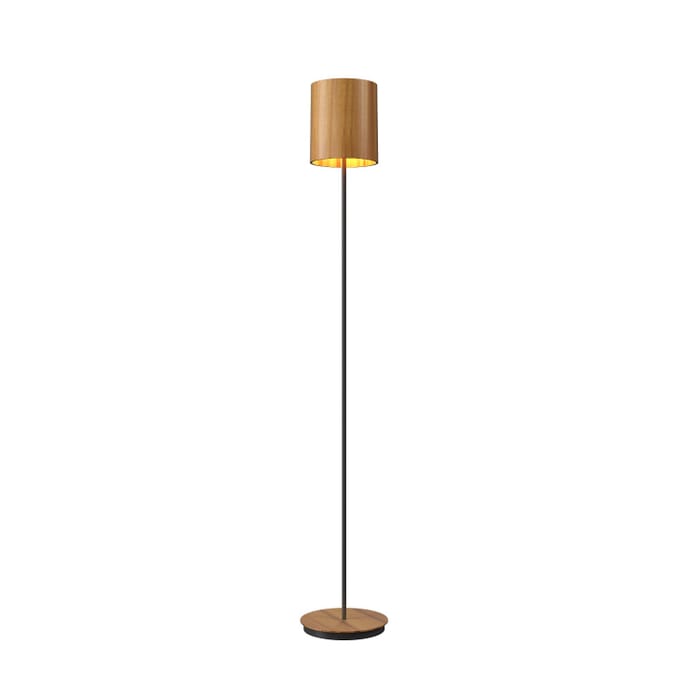 Cylindrical 1-Light Floor Lamp in Teak Cylindrical 1-Light Floor Lamp in Teak