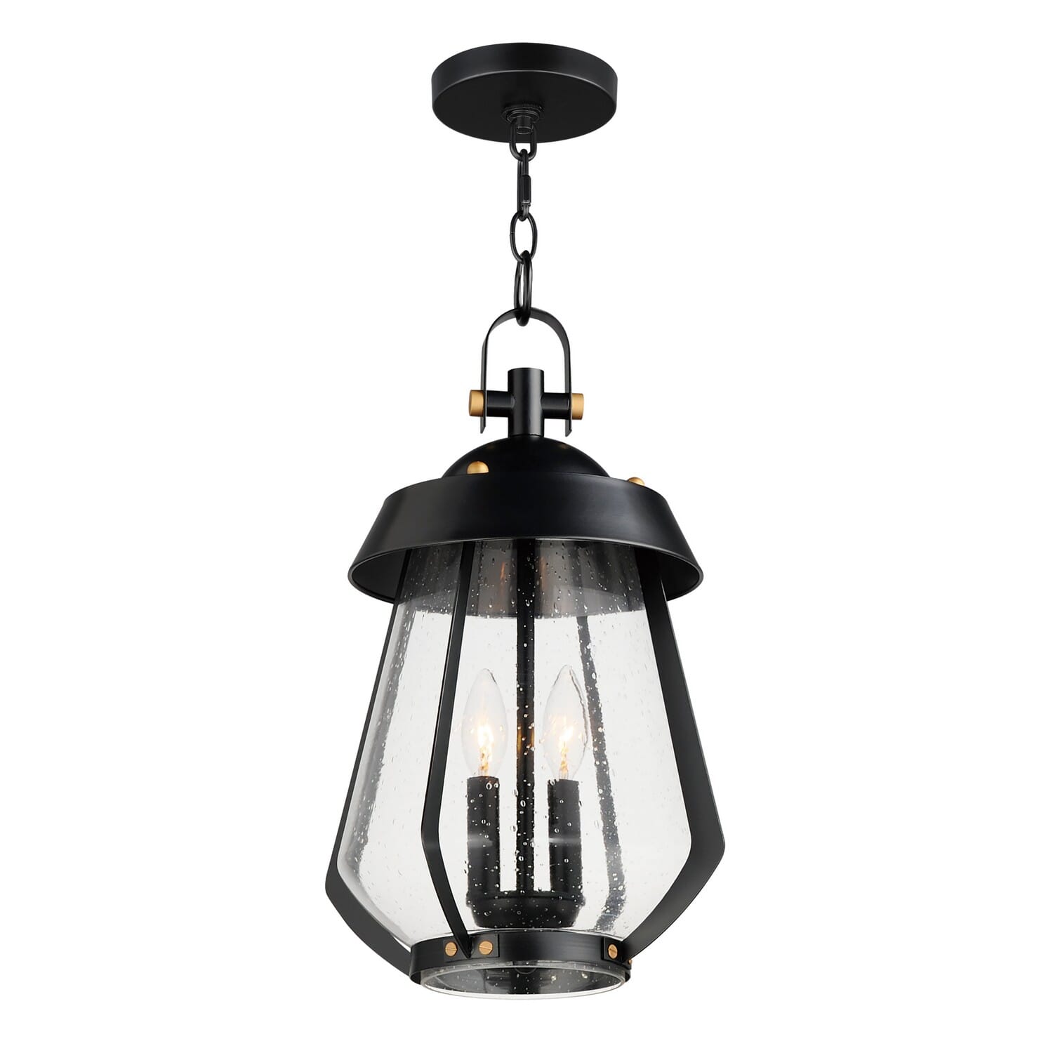 Black   Antique Brass Two Light Outdoor Pendant from the Mariner Collection
