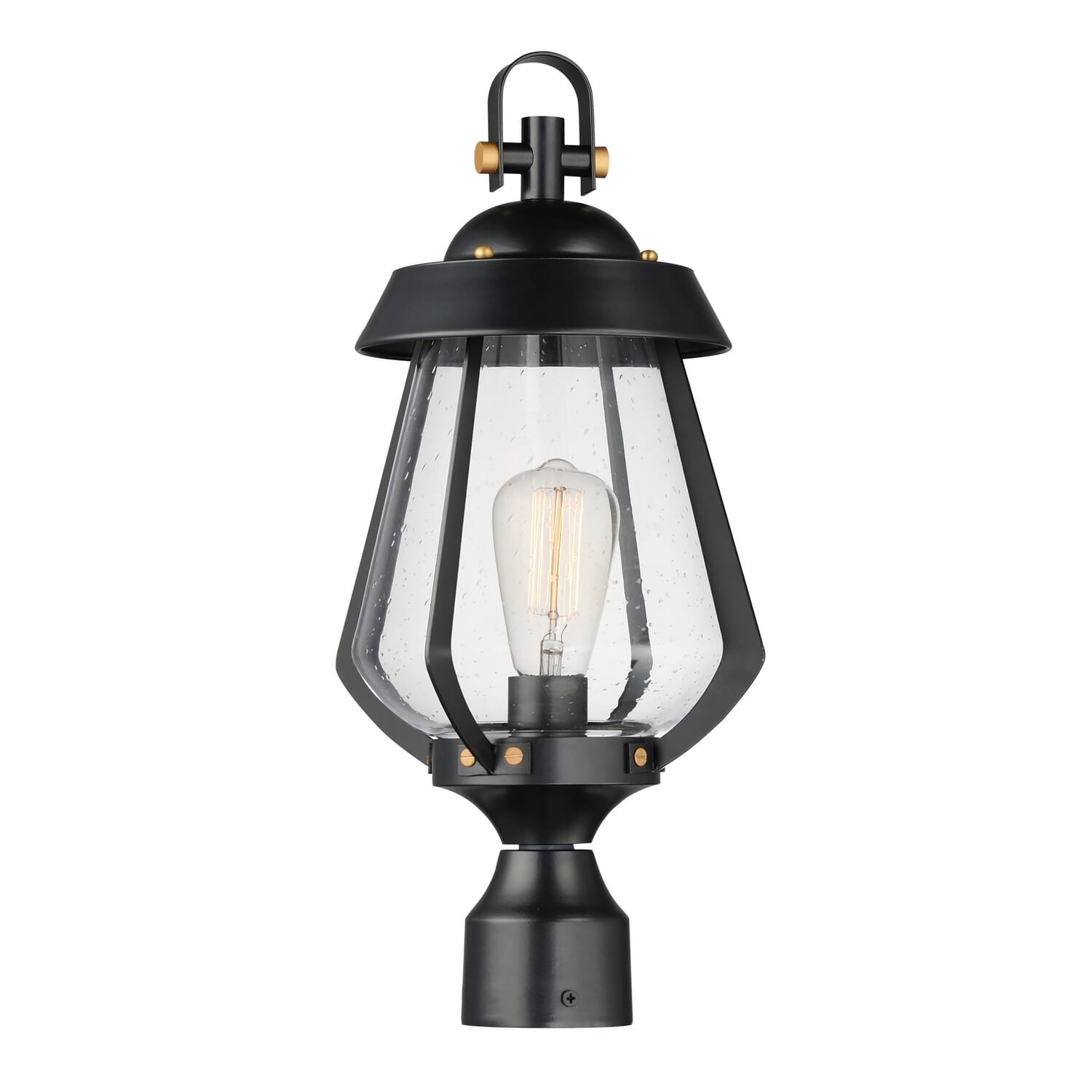 Black   Antique Brass One Light Outdoor Pier Post Mount from the Mariner Collection