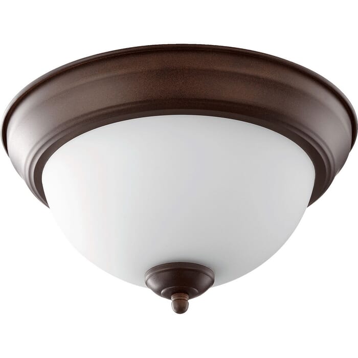Quorum Quorum Home 2-Light 12" Ceiling Light in Oiled Bronze with Satin Opal Quorum Quorum Home 2-Light 12" Ceiling Light in Oiled Bronze with Satin Opal