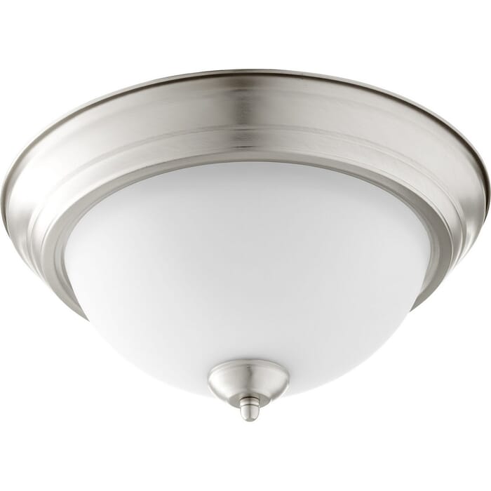 Quorum Quorum Home 2-Light 14" Ceiling Light in Satin Nickel with Satin Opal Quorum Quorum Home 2-Light 14" Ceiling Light in Satin Nickel with Satin Opal