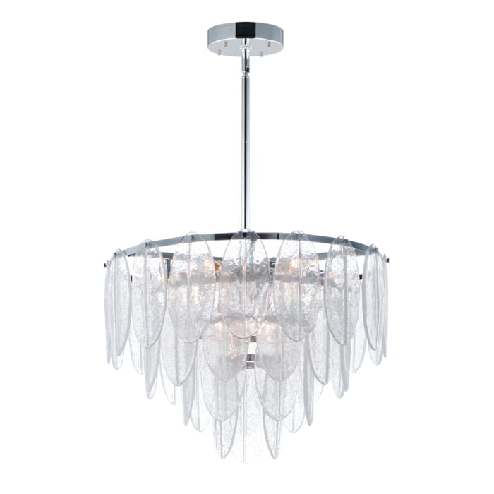 Maxim Glacier 9-Light Transitional Chandelier in White and Polished Chrome Maxim Glacier 9-Light Transitional Chandelier in White and Polished Chrome