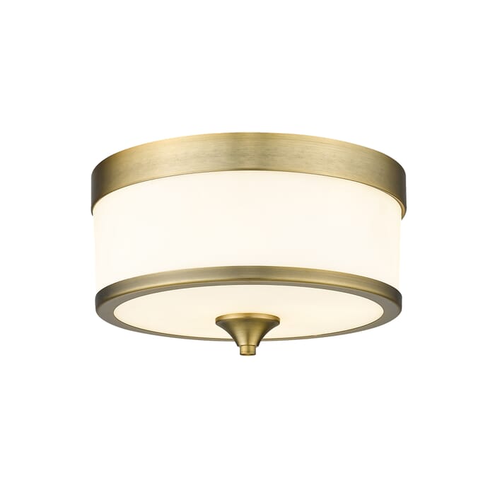 Z-Lite Cosmopolitan 3-Light Flush Mount Ceiling Light In Heritage Brass Z-Lite Cosmopolitan 3-Light Flush Mount Ceiling Light In Heritage Brass