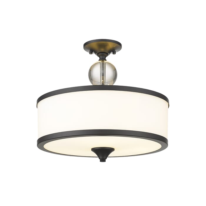 Z-Lite Cosmopolitan 3-Light Semi Flush Mount Ceiling Light In Matte Black Z-Lite Cosmopolitan 3-Light Semi Flush Mount Ceiling Light In Matte Black