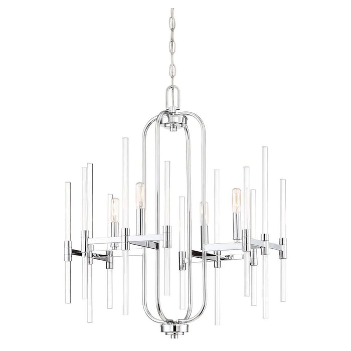 Minka Lavery Pillar 4-Light 22" Transitional Chandelier in Chrome Minka Lavery Pillar 4-Light 22" Transitional Chandelier in Chrome