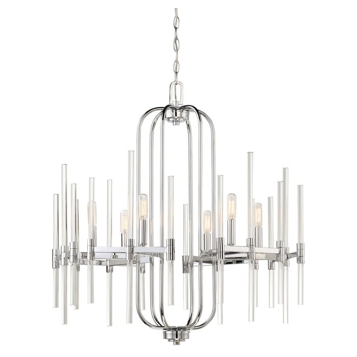 Minka Lavery Pillar 6-Light 26" Chandelier in Chrome Minka Lavery Pillar 6-Light 26" Chandelier in Chrome