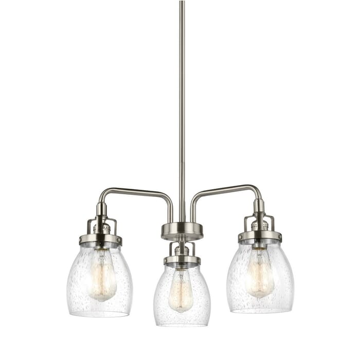 Sea Gull Belton 3-Light Chandelier in Brushed Nickel Sea Gull Belton 3-Light Chandelier in Brushed Nickel