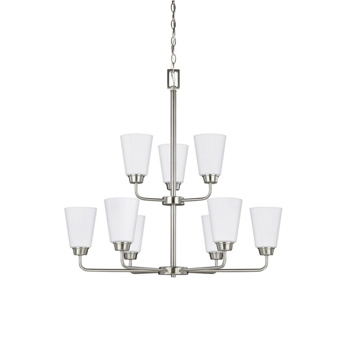 Sea Gull Kerrville 9-Light Chandelier in Brushed Nickel Sea Gull Kerrville 9-Light Chandelier in Brushed Nickel