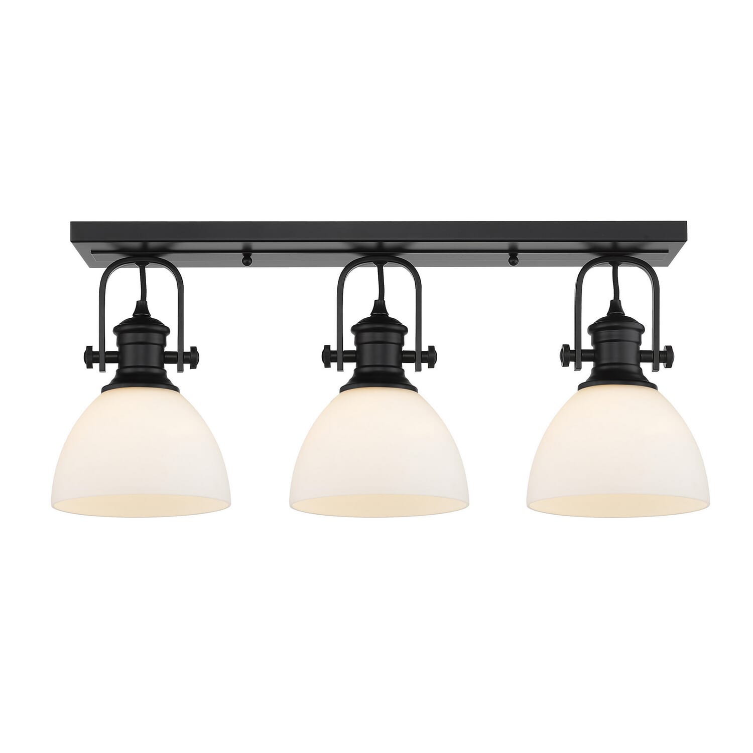 Matte Black Three Light Semi-Flush Mount from the Hines BLK Collection