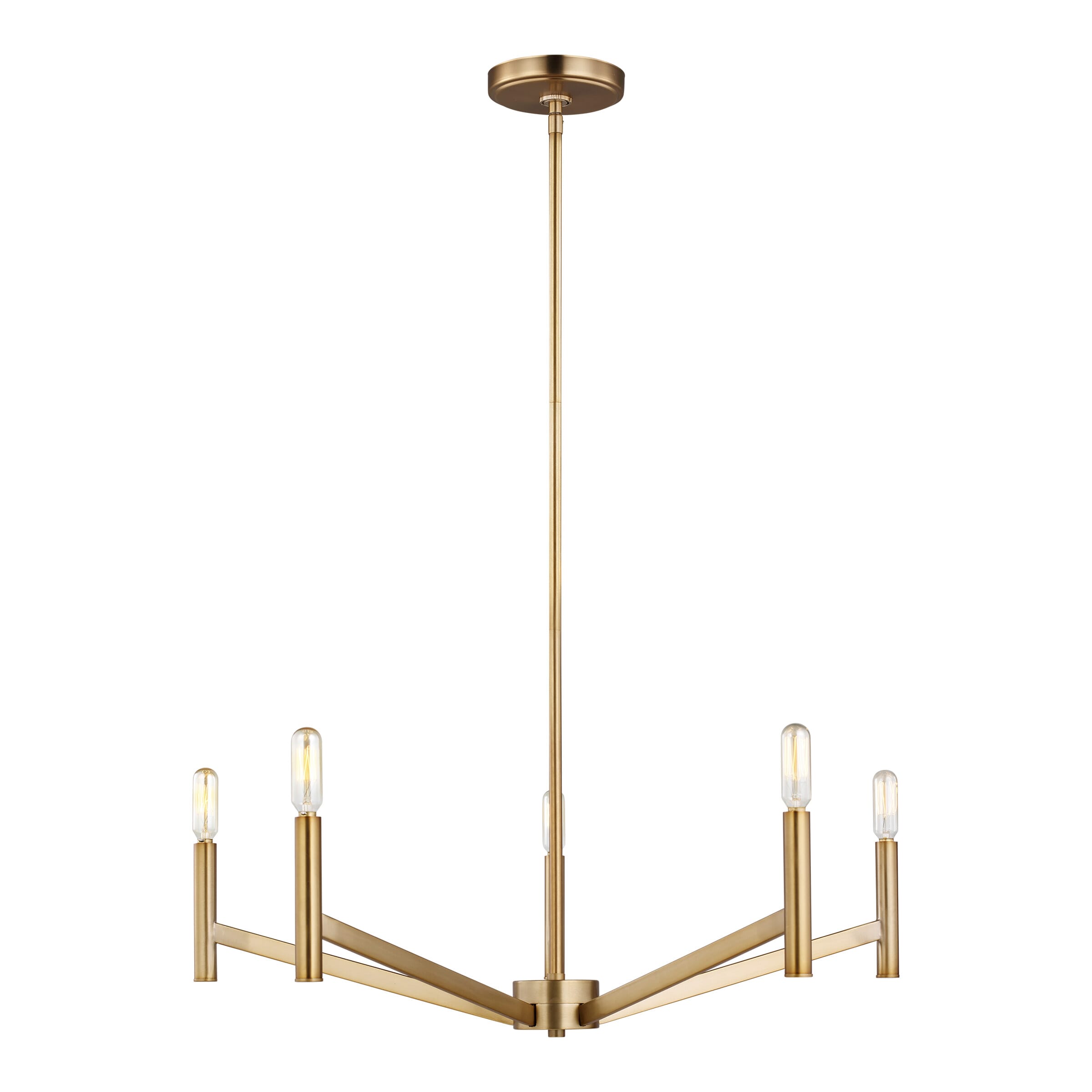 Sea Gull Vector 5-Light Contemporary Chandelier in Satin Brass