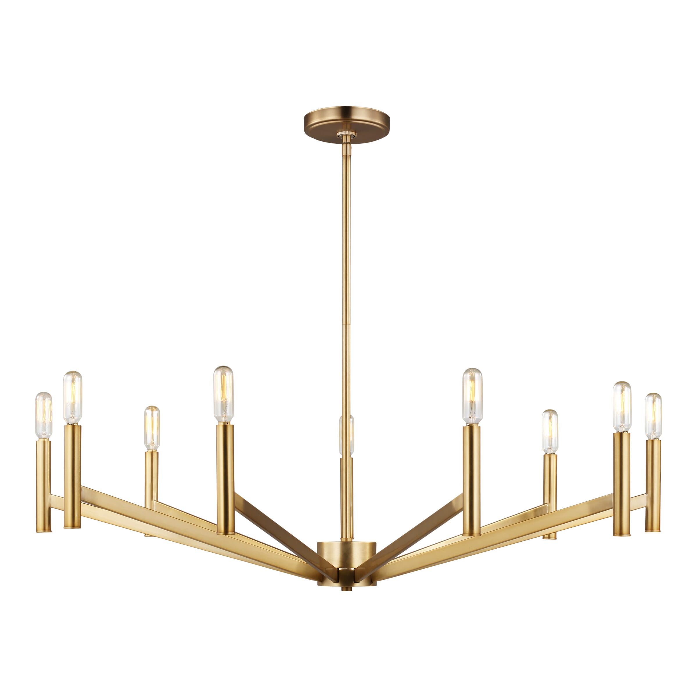 Sea Gull Vector 9-Light Contemporary Chandelier in Satin Brass