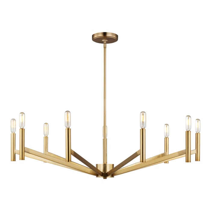 Vector 9-Light Chandelier in Satin Brass Vector 9-Light Chandelier in Satin Brass