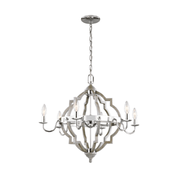 Sea Gull Socorro 6-Light LED Transitional Chandelier in Washed Pine