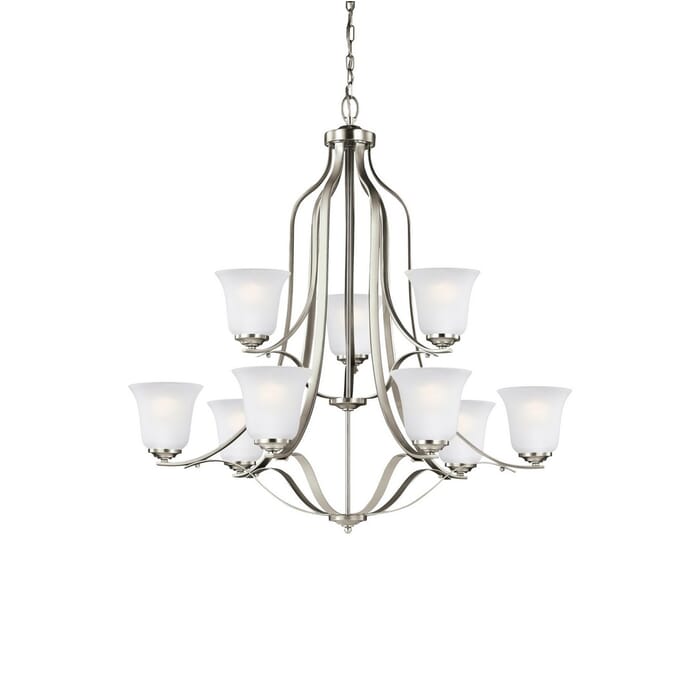 Sea Gull Emmons 9-Light Chandelier in Brushed Nickel Sea Gull Emmons 9-Light Chandelier in Brushed Nickel