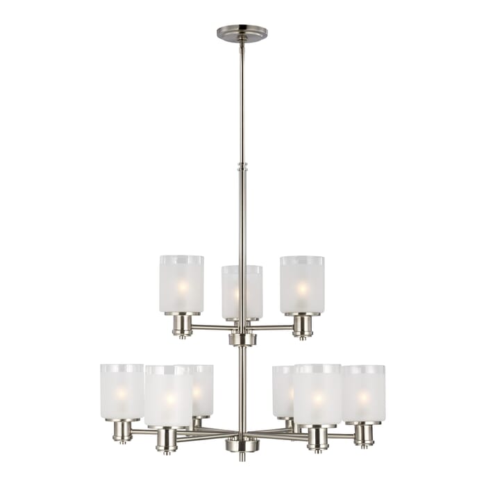 Sea Gull Norwood 9-Light Transitional Chandelier in Brushed Nickel Sea Gull Norwood 9-Light Transitional Chandelier in Brushed Nickel