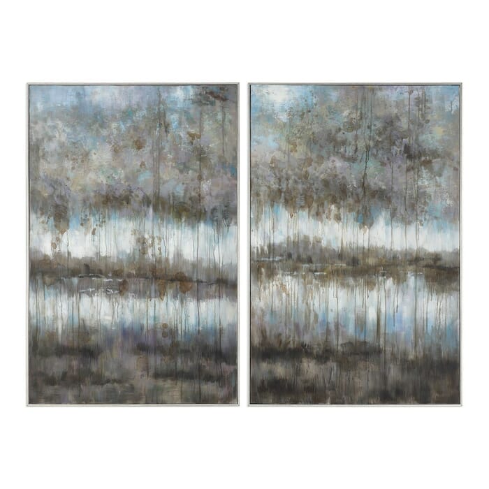 Uttermost Gray Reflections Landscape Art in Silver Leaf Gallery Frame Uttermost Gray Reflections Landscape Art in Silver Leaf Gallery Frame
