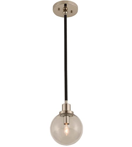 Kalco Cameo Mini Pendant in Matte Black Finish With Nickel Accents