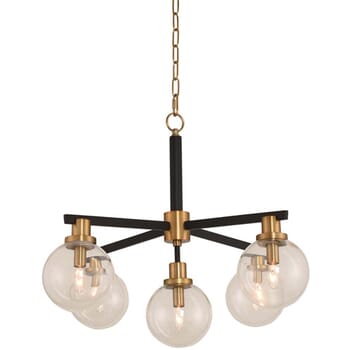 Kalco Cameo 5-Light Pendant Light in Matte Black Finish with Brushed Pearlized Brass