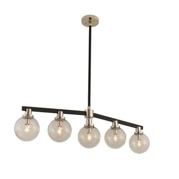 Kalco Cameo 5-Light 6" Pendant Light in Matte Black Finish With Nickel Accents