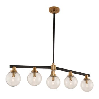 Kalco Cameo 5-Light 6" Pendant Light in Matte Black Finish with Brushed Pearlized Brass