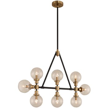 Kalco Cameo 8-Light Pendant Light in Matte Black Finish with Brushed Pearlized Brass