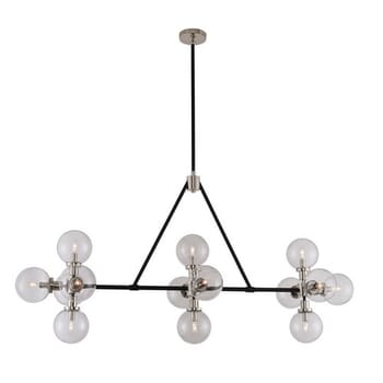 Kalco Cameo 14-Light 19" Pendant Light in Matte Black Finish With Nickel Accents