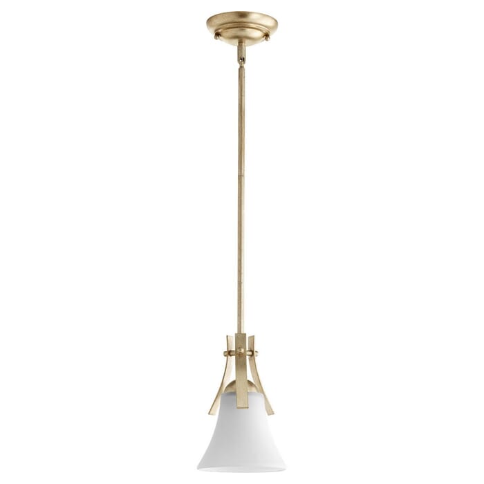 Quorum Aspen 6" Pendant Light in Aged Silver Leaf with Satin Opal Quorum Aspen 6" Pendant Light in Aged Silver Leaf with Satin Opal