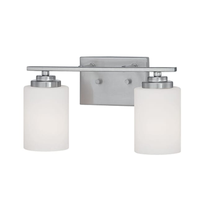 Millennium Lighting Durham 2-Light Bathroom Vanity Light in Satin Nickel Millennium Lighting Durham 2-Light Bathroom Vanity Light in Satin Nickel