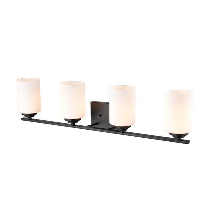 Millennium 4-Light Bathroom Vanity Light in Matte Black Millennium 4-Light Bathroom Vanity Light in Matte Black