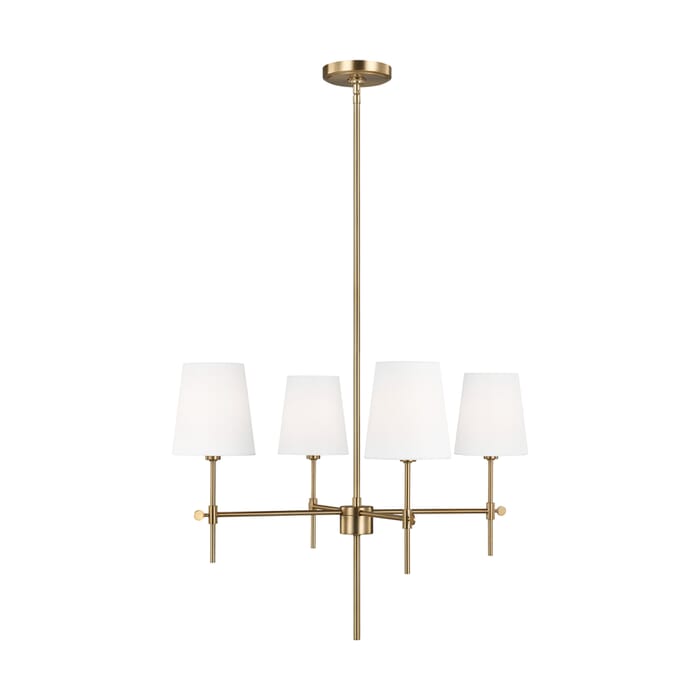 Sea Gull Baker 4-Light Transitional Chandelier in Satin Brass Sea Gull Baker 4-Light Transitional Chandelier in Satin Brass