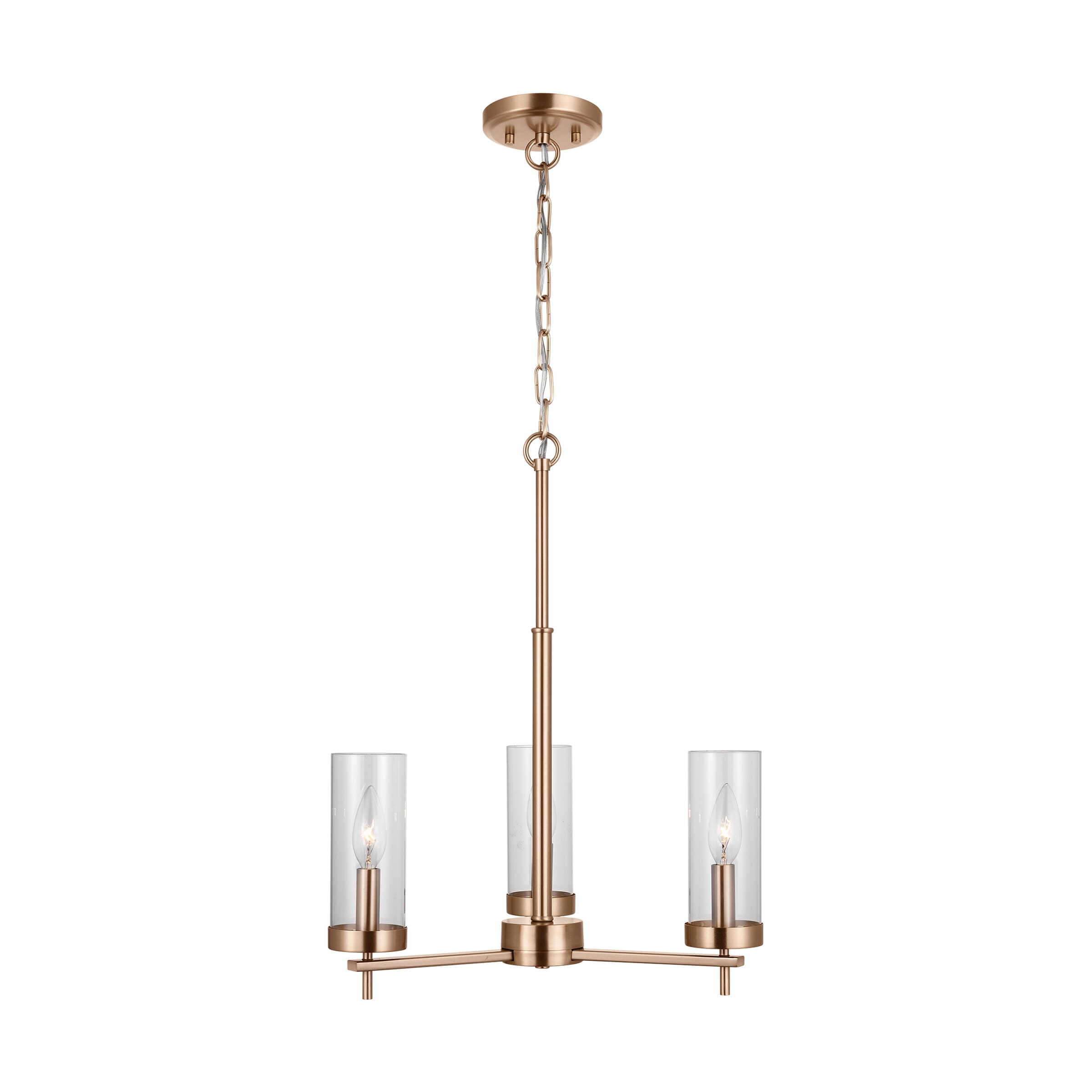 Sea Gull Zire 3-Light Chandelier in Satin Brass