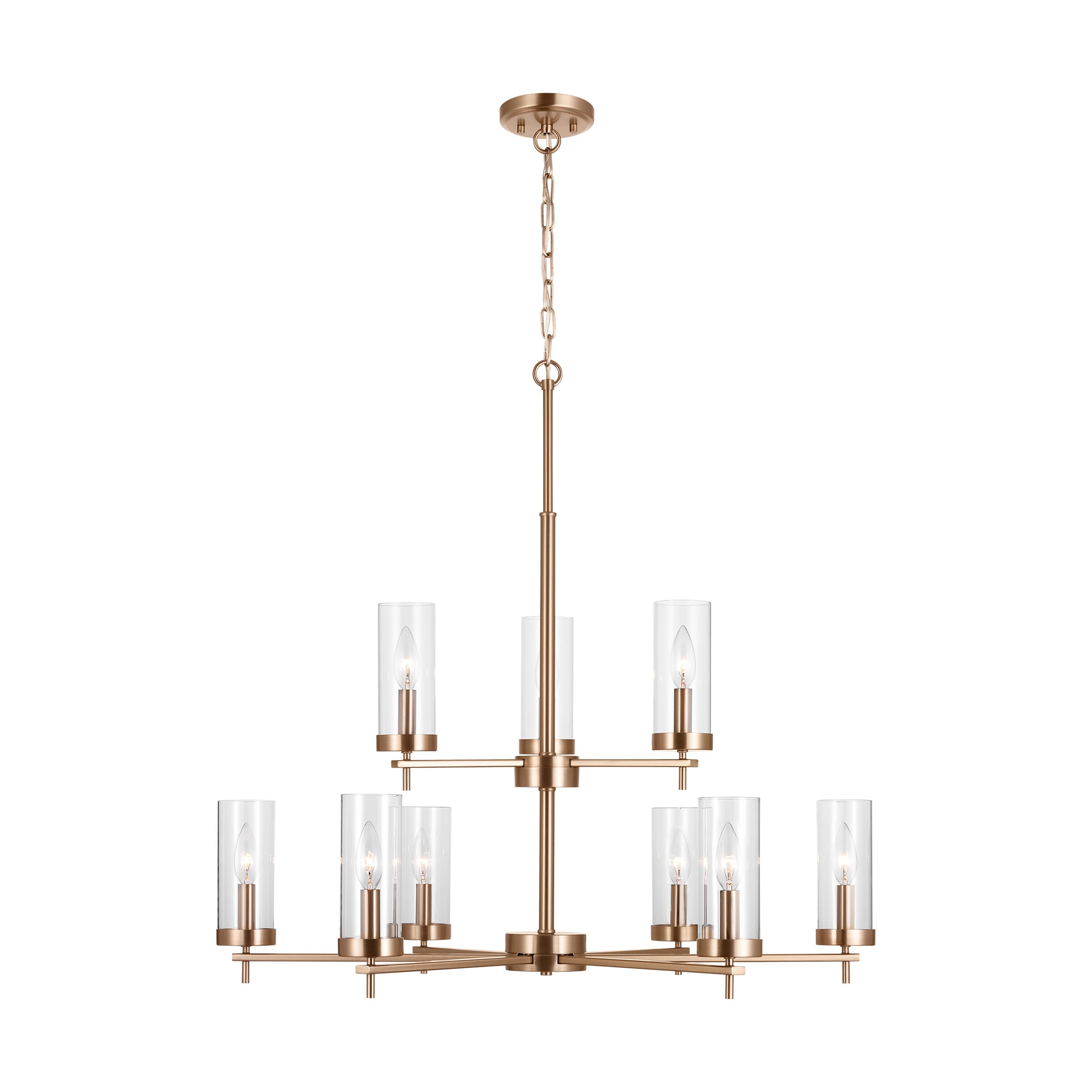 Sea Gull Zire 9-Light Chandelier in Satin Brass