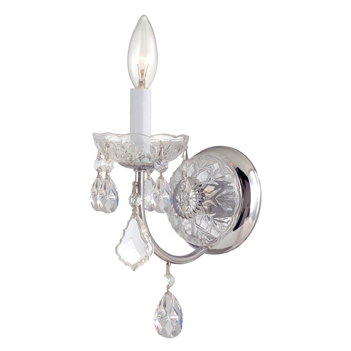 Crystorama Imperial 14" Wall Sconce in Polished Chrome with Clear Hand Cut Crystals Crystorama Imperial 14" Wall Sconce in Polished Chrome with Clear Hand Cut Crystals