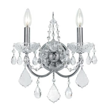Crystorama Imperial 2-Light 14" Wall Sconce in Polished Chrome with Clear Hand Cut Crystals