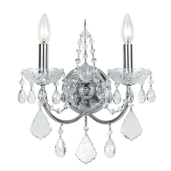 Crystorama Imperial 2-Light 14" Wall Sconce in Polished Chrome with Clear Spectra Crystals Crystorama Imperial 2-Light 14" Wall Sconce in Polished Chrome with Clear Spectra Crystals