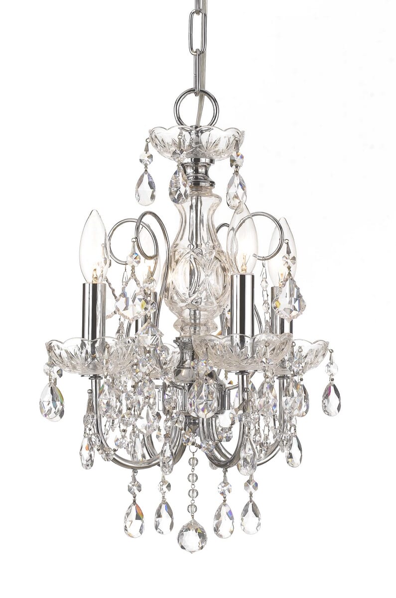 Imperial 4-Light 18"" Mini Chandelier in Polished Chrome with Clear Hand Cut Crystals -  Crystorama, 3224-CH-CL-MWP