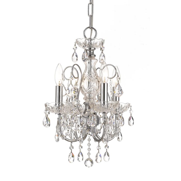 Crystorama Imperial 4-Light 18" Mini Chandelier in Polished Chrome with Clear Swarovski Strass Crystals Crystorama Imperial 4-Light 18" Mini Chandelier in Polished Chrome with Clear Swarovski Strass Crystals