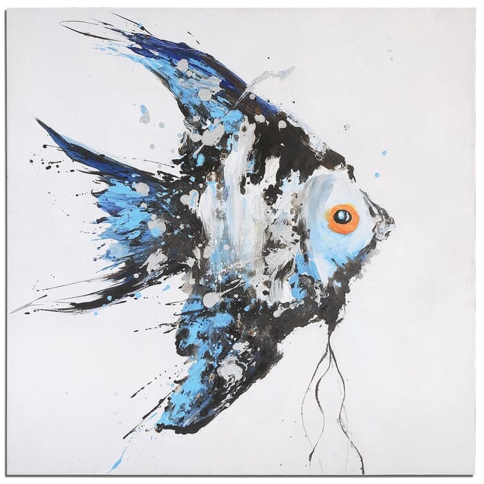 Uttermost Blue Angel 48" Hand Painted On Cavas Fish Art Uttermost Blue Angel 48" Hand Painted On Cavas Fish Art
