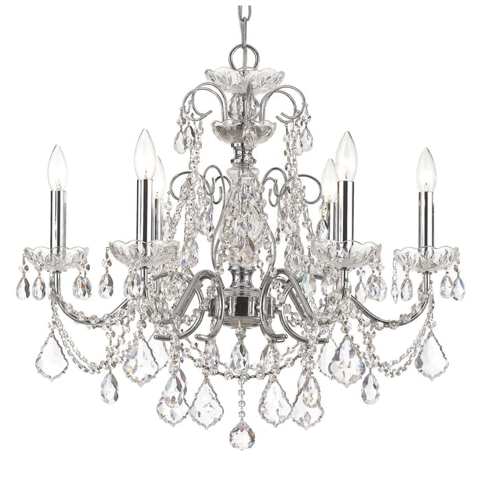 Crystorama Imperial 6-Light 25" Traditional Chandelier in Polished Chrome with Clear Spectra Crystals Crystorama Imperial 6-Light 25" Traditional Chandelier in Polished Chrome with Clear Spectra Crystals