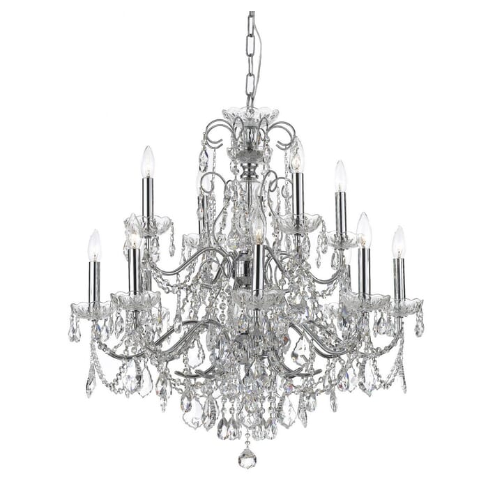 Crystorama Imperial 12-Light 31" Traditional Chandelier in Polished Chrome with Clear Italian Crystals Crystorama Imperial 12-Light 31" Traditional Chandelier in Polished Chrome with Clear Italian Crystals